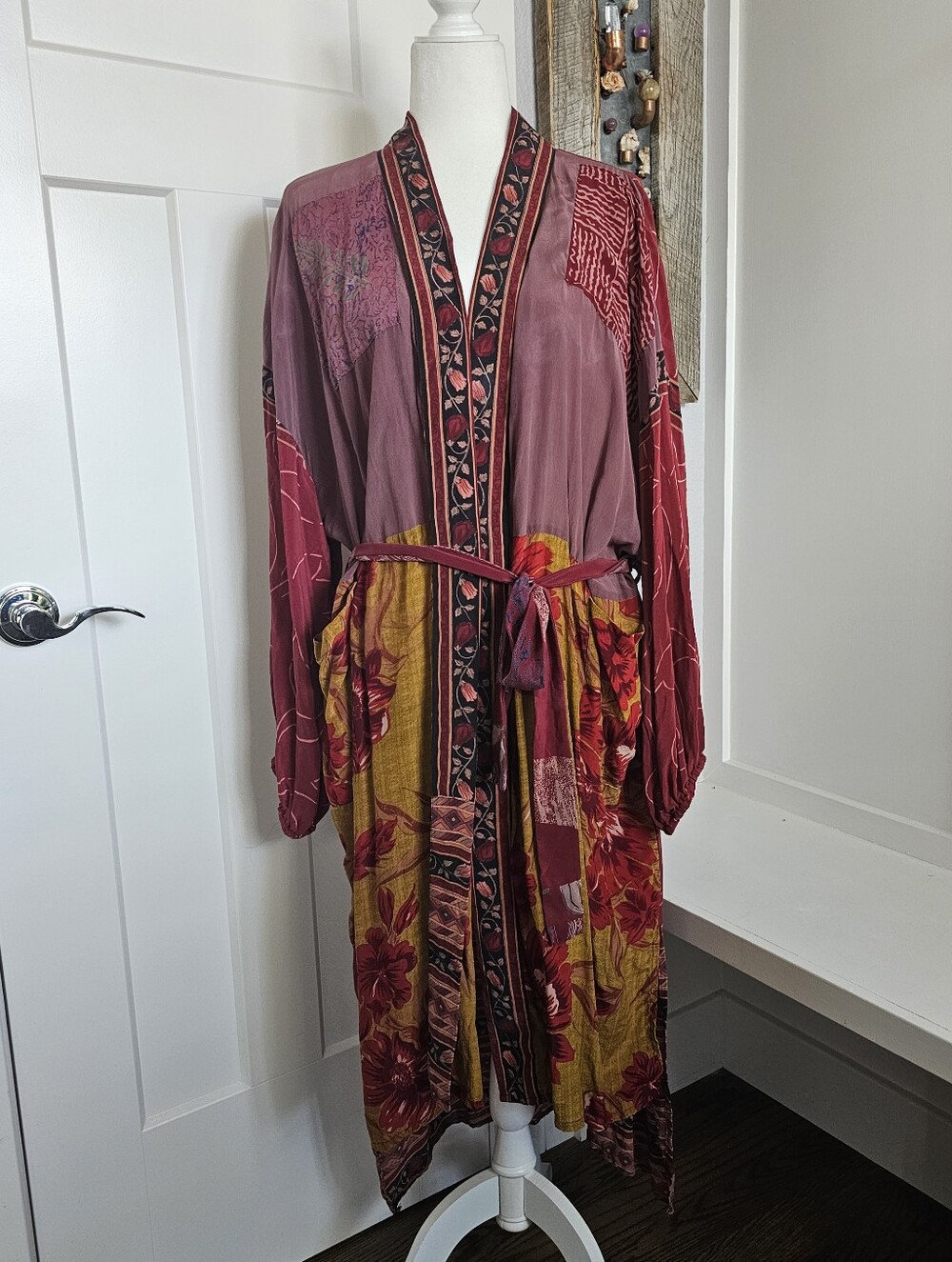 Kantha Bae OS Crepe Wanderer Robe Kimono Belted Duster KB12